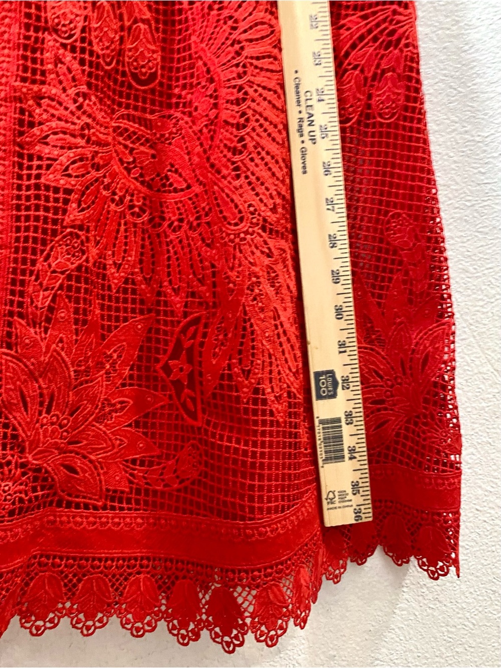 New FARM Rio Toucan Guipure Crochet Red Lace Midi Skirt Medium Cocktail Party - Picture 12 of 16
